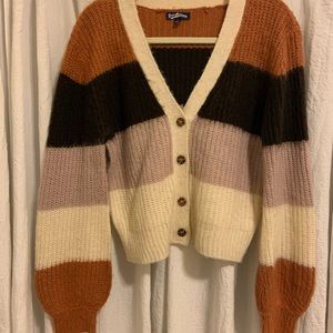 Warm Acrylic Freshman 1996 Cropped Cardigan Size Large Multicolored